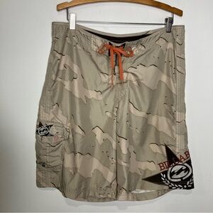 Billabong Y2K board shorts mesh lined tan men’s size 38 ocean beach surfing